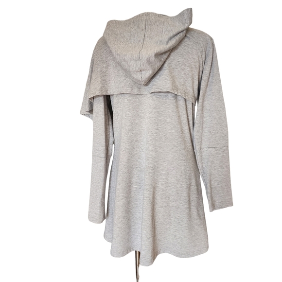 Gray Long Sleeve Graphic Letter Asymmetrical Hem Women's Hoddie Size M - Picture 6 of 6